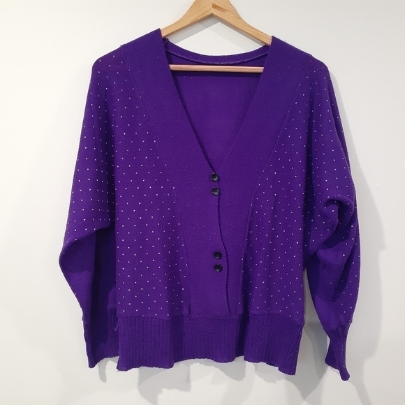 Lightweight 80's purple cardigan - Picture 1 of 4